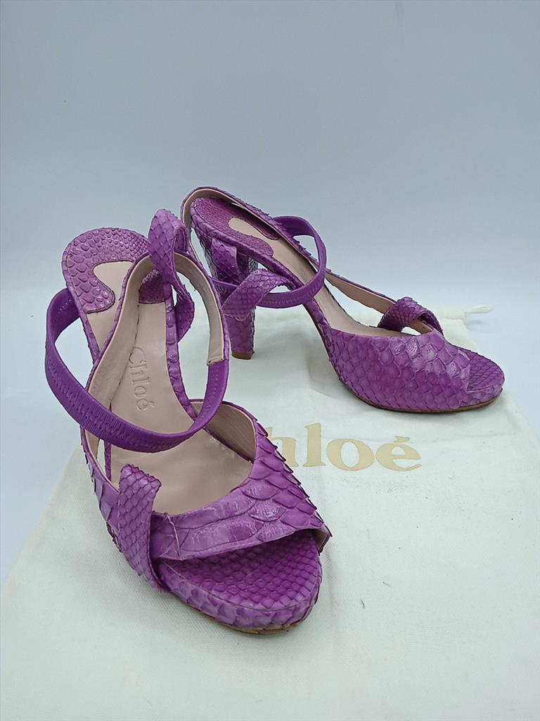 Scarpe D Viola Pitonate Chloe' N 37 Con Sacca