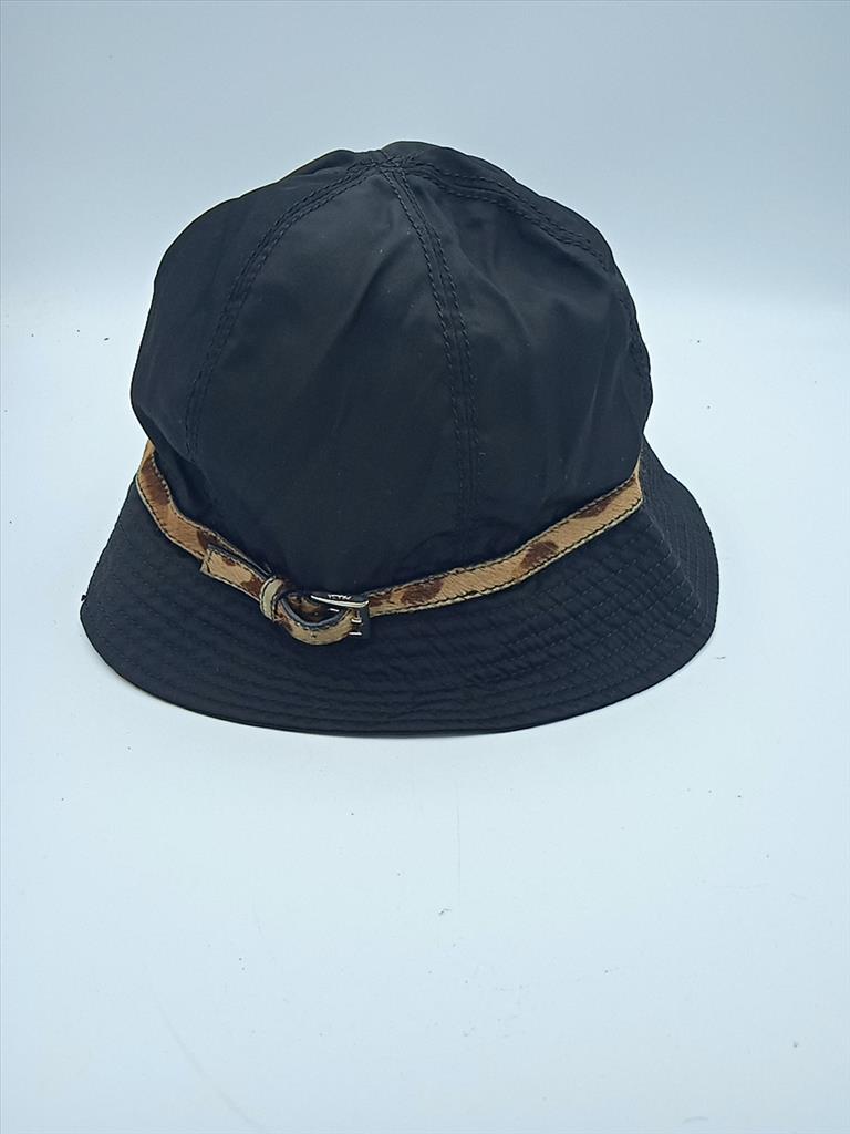 Cappello D Nero Prada Pescatore Cinturino Cavallino Maculato 