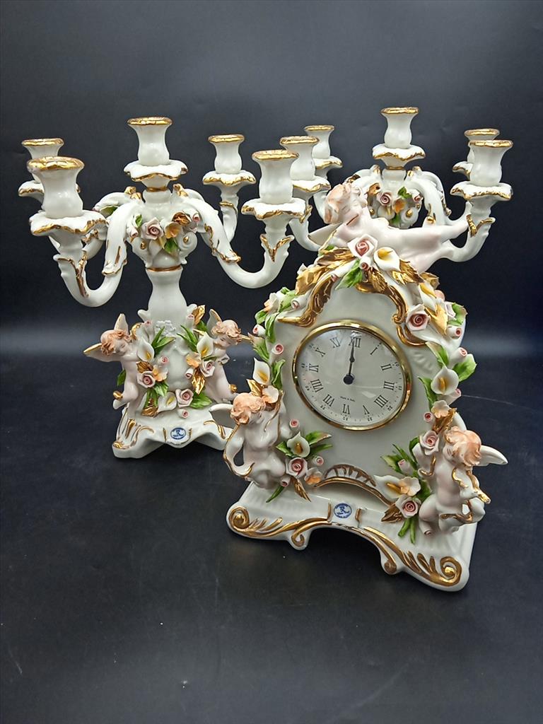 Trittico Capodimonte Orologio E Candelabri (M)