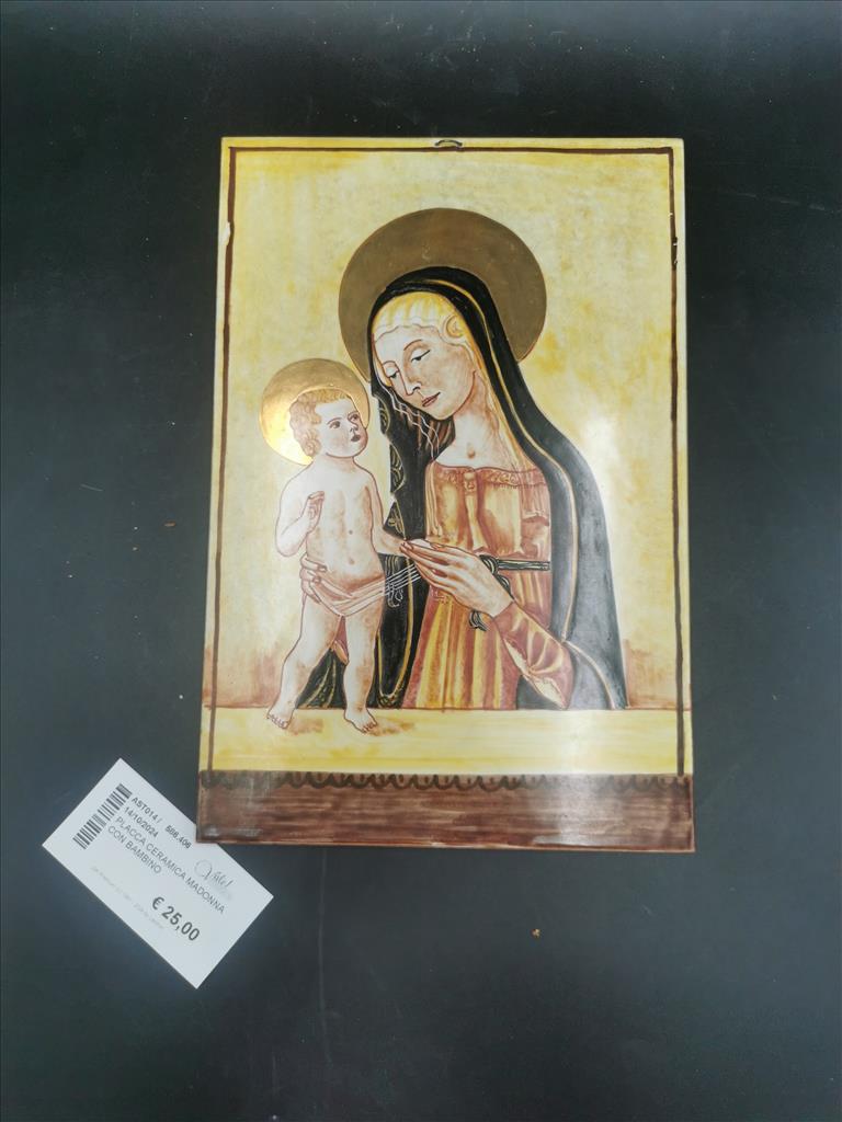 PLACCA CERAMICA MADONNA CON BAMBINO