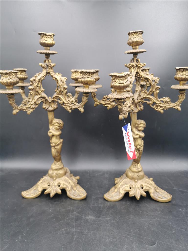 Coppia Candelabri Or5rone Con Putto