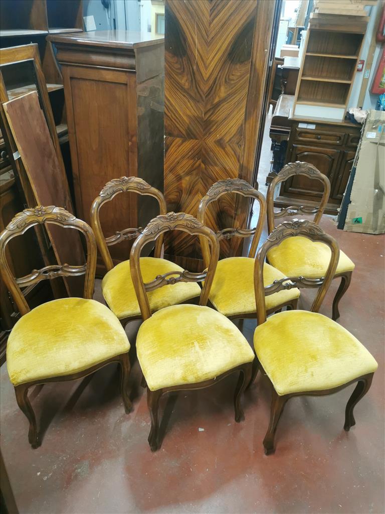 6 Sedie Tessuto Giallo
