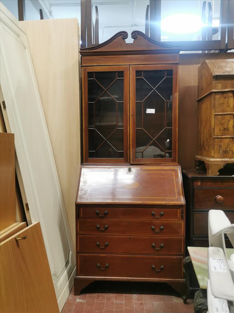 Bookcase 2 Sportelli Vetro + Cassetti Intarsiati