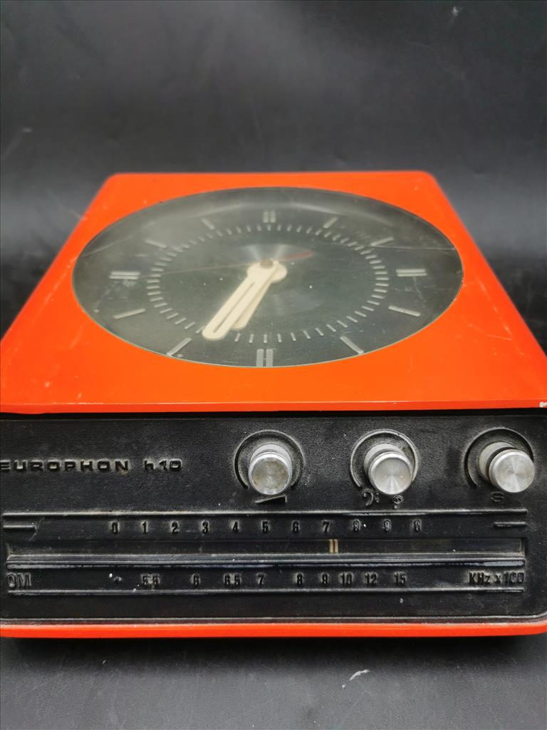 Radio Orologio Europhon H10 Anni 70 Rampoldi Arancione