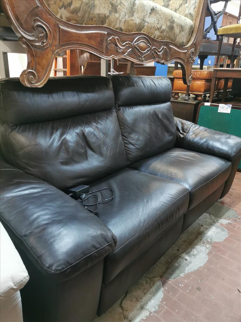 Divano Poltronesofà Reclinabile Relax Pelle Nera