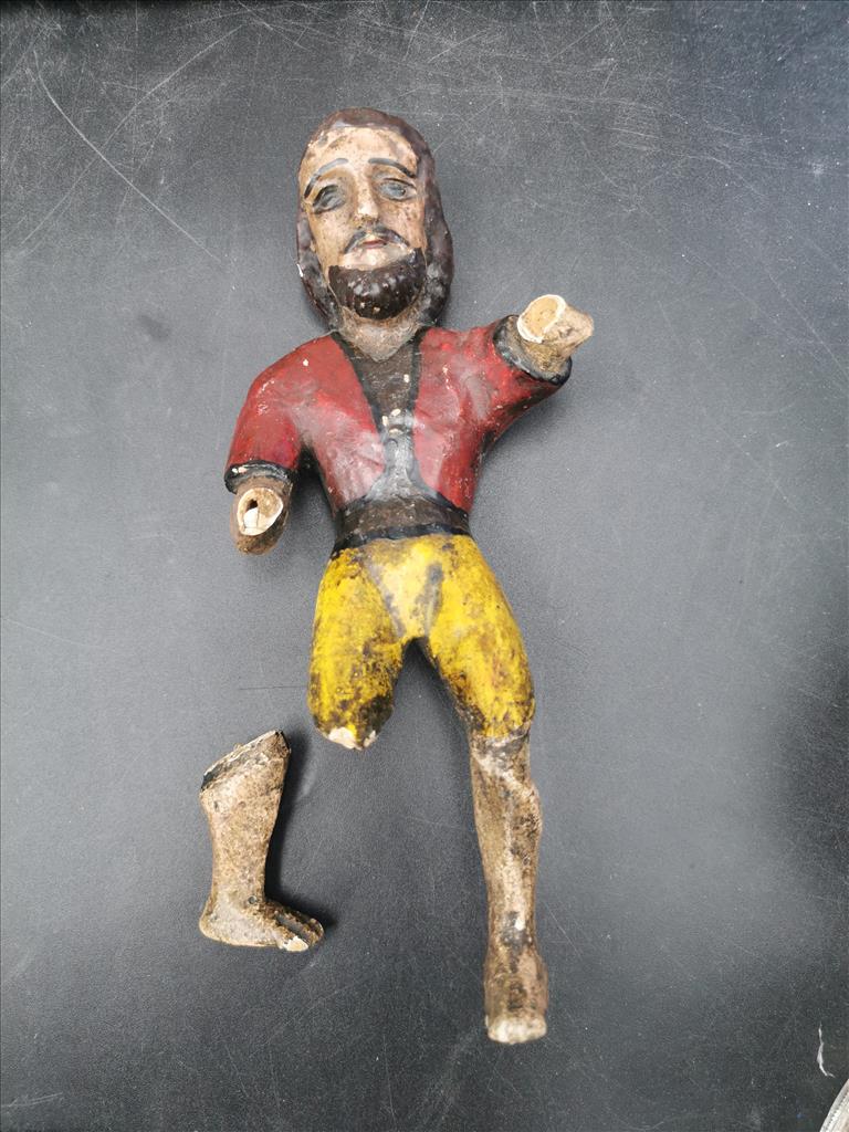 Statuetta Antica Legno Dipinta XVIII Secolo